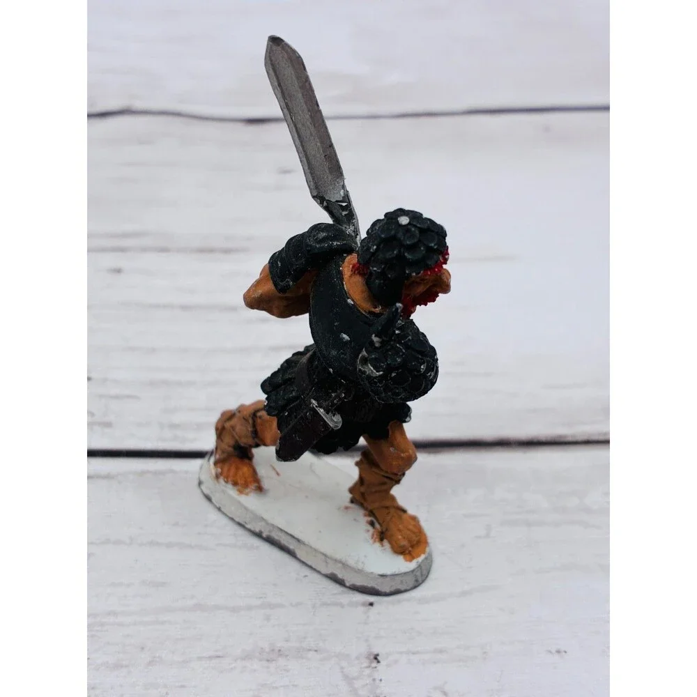 Vintage Painted Metal Barbarian Warrior Miniature Figure Sword Fantasy Tabletop